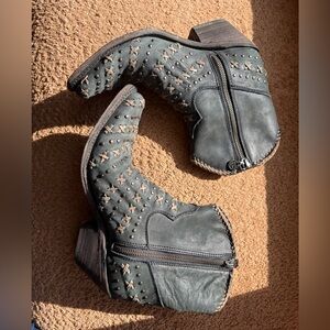 Liberty Black Canela green leather boots size 8.5